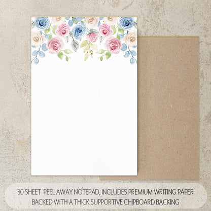 Personalized Stationery Set - Floral Writing Paper, Notebook & Notecard Pen Gift