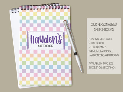 Personalized Sketchbook Girls - Custom Drawing Journal with Heavyweight Paper | Kids Art Supplies Gift
