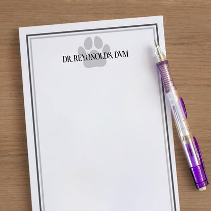 Personalized Paw Print Notepad - Custom Name Stationery | Pet Groomer Gift Idea