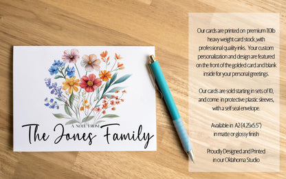 Personalized Note Cards – Wildflower Stationery Set with Custom Name & Envelopes
