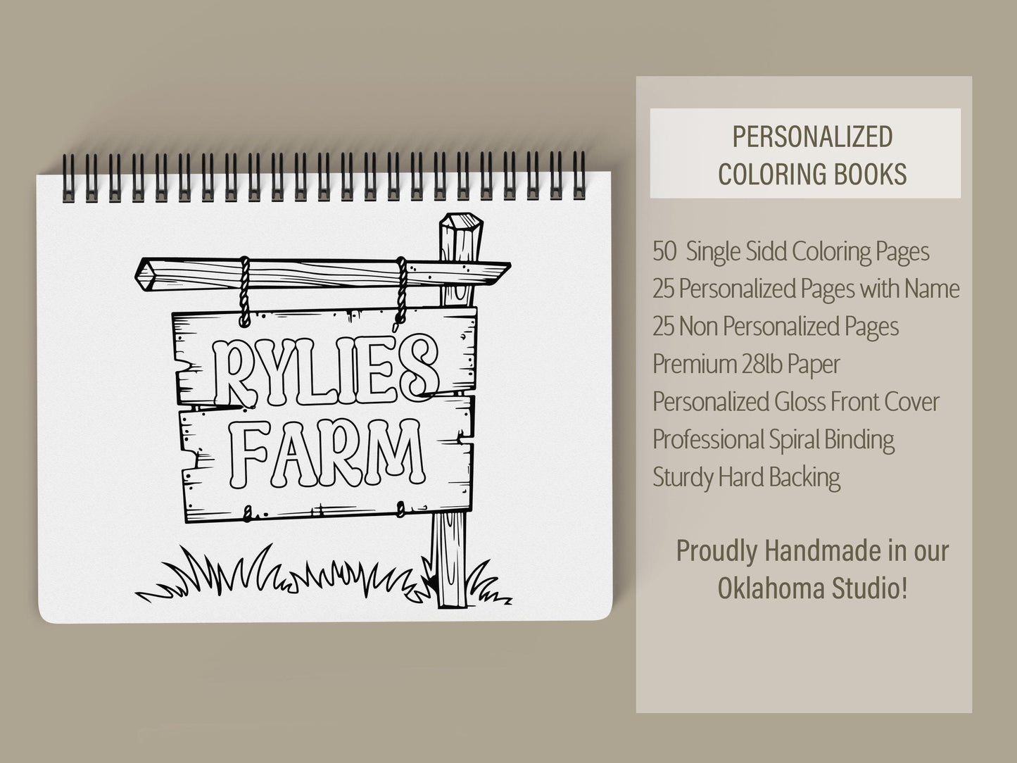 Personalized Farm Coloring Book – Custom Kids Coloring Book With Name & 50 Pages