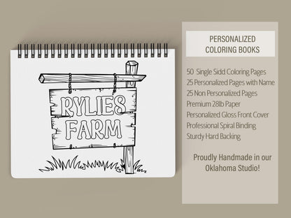 Personalized Farm Coloring Book – Custom Kids Coloring Book With Name & 50 Pages