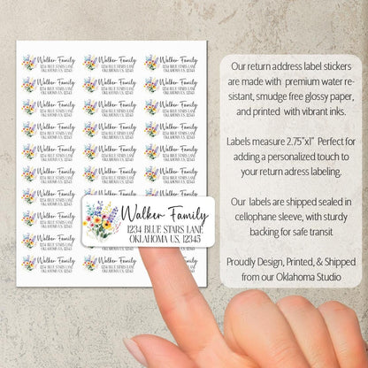Custom Address Labels - Rainbow Flower Return Address Stickers | Water Resistant, Smudge Proof