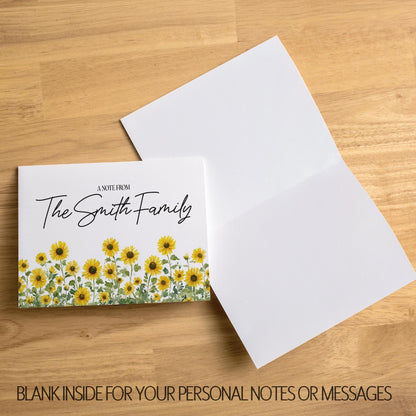 Personalized Note Cards - Sunflower Floral Thank You Cards Set with Custom Envelopes