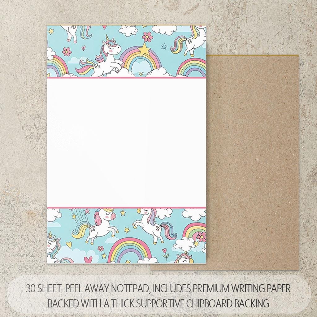Personalized Stationery Set - Kids Letter Writing Kit with Unicorn Notebook & Notecards