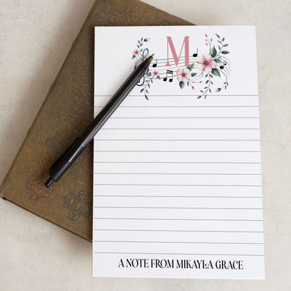 Personalized Music Notepad | Custom Music Stationery for Piano Teacher Gifts