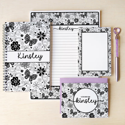 Personalized Stationery Set - Girls Butterfly Letter Writing Set with Notebook & Pen