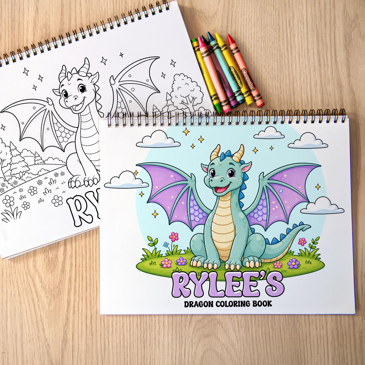 personalized dragon coloring book, Girls Custom 50Pg Spiral Gifts