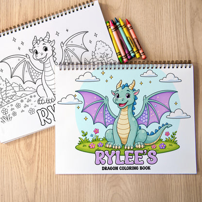 personalized dragon coloring book, Girls Custom 50Pg Spiral Gifts