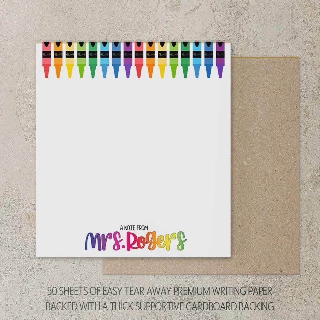 Personalized Teacher Notepad - Custom Name Notes | Rainbow Classroom Gift