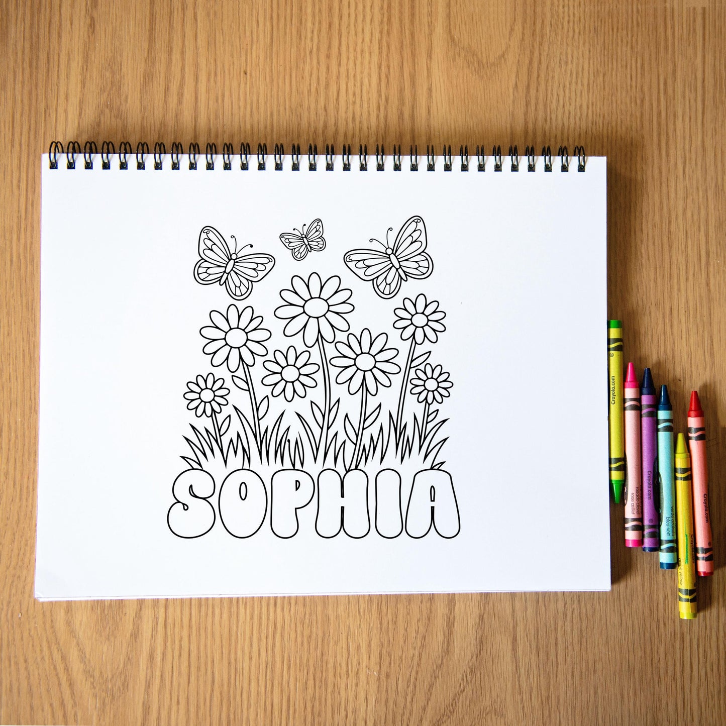 Personalized Flower Coloring Book - Custom Kids Spiral Bound Art Gift