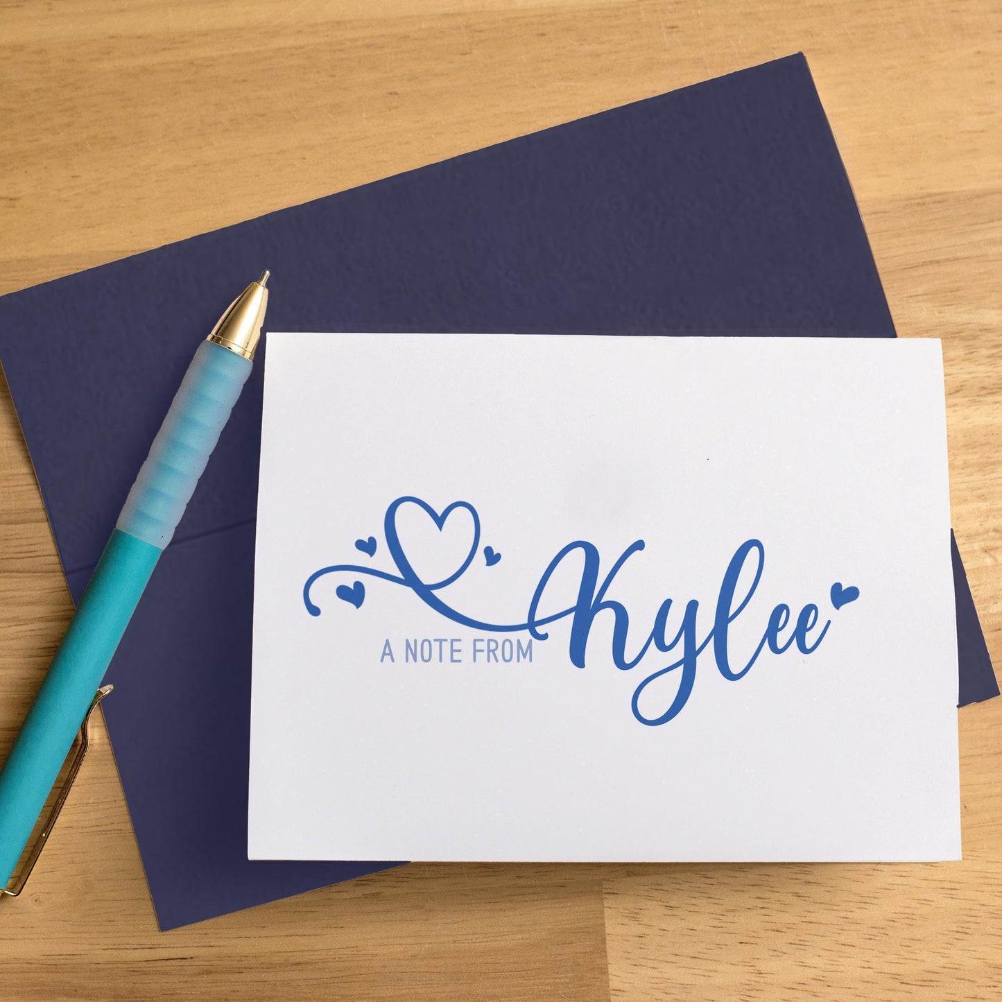 Personalized Note Cards - Custom Stationery Set with Heart Folded Thank You Cards & Envelopes