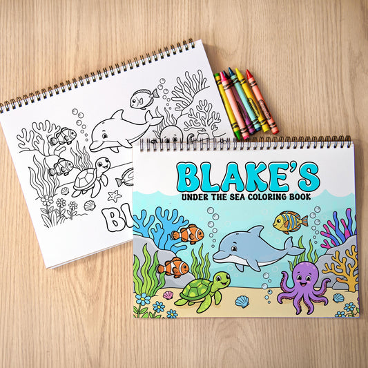 Personalized Ocean Coloring Book - Custom Name Sea Creature Activity For Kids