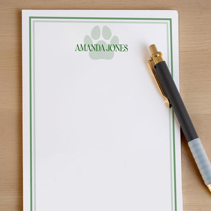 Personalized Paw Print Notepad - Custom Name Stationery | Pet Groomer Gift Idea