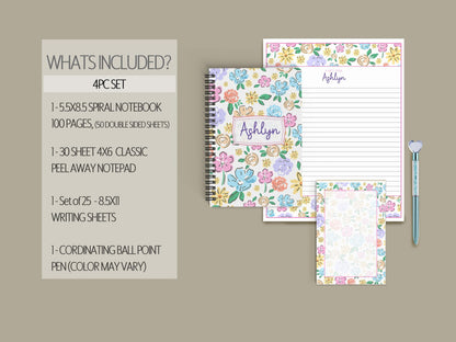 Personalized Stationery Set – Kids Letter Writing Kit With Notebook, Pen & Envelopes
