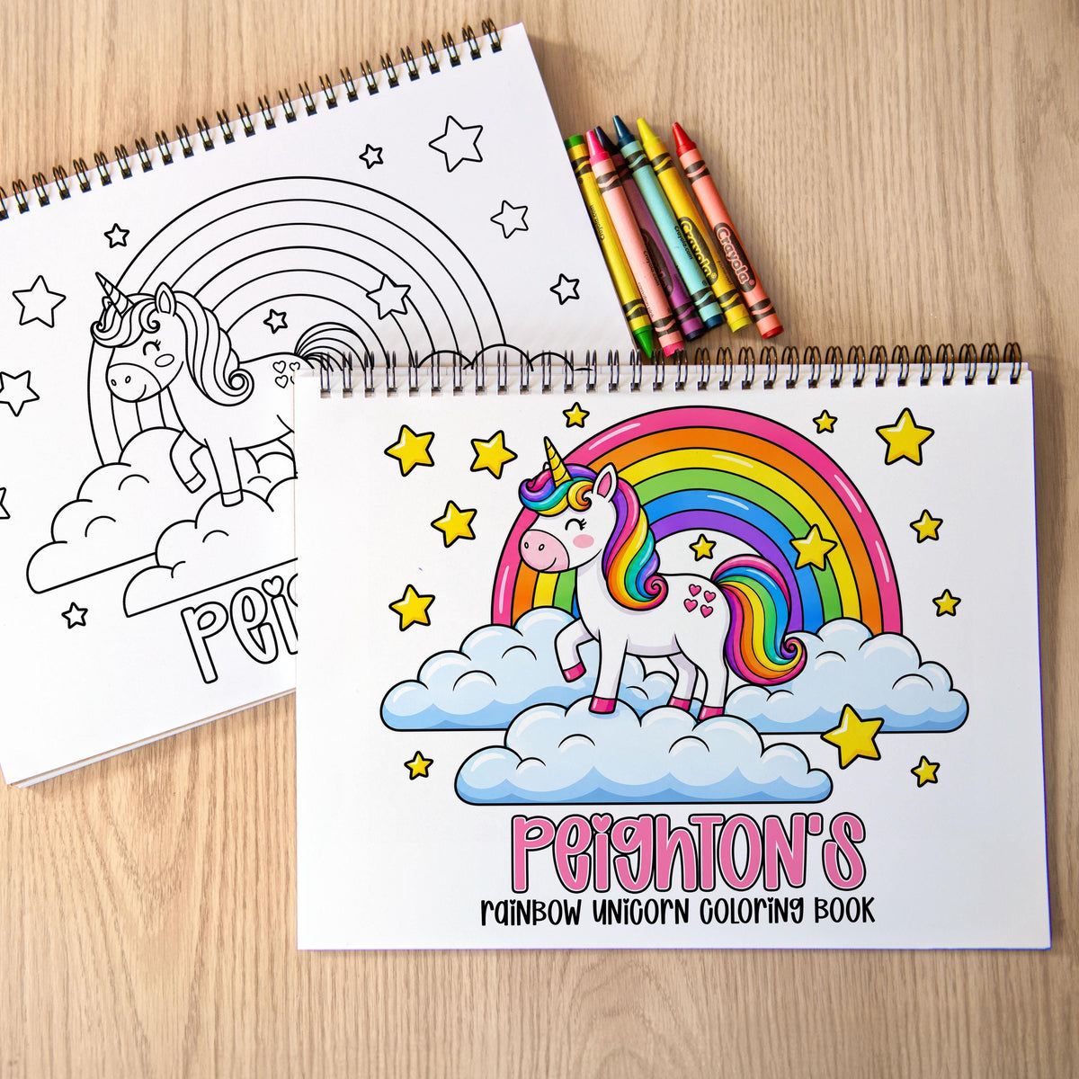 Personalized Unicorn Coloring Book, 50-Page Spiral-Bound Gift Set