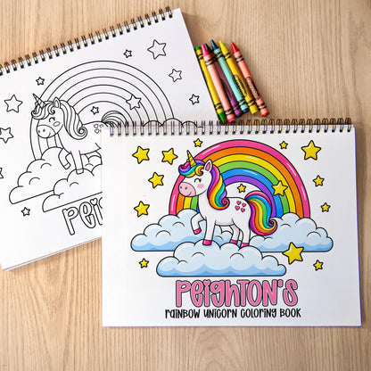 Personalized Unicorn Coloring Book, 50-Page Spiral-Bound Gift Set