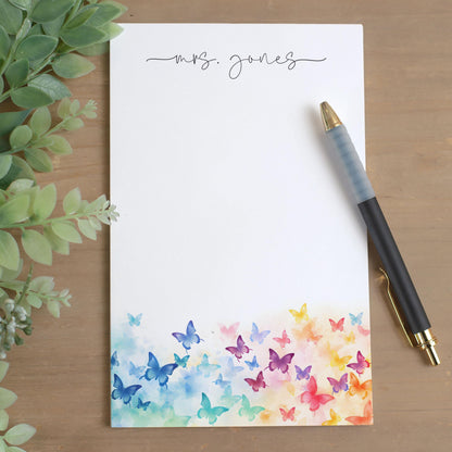 Personalized Butterfly Notepad – Custom Name Notepads with Floral Butterfly Notes
