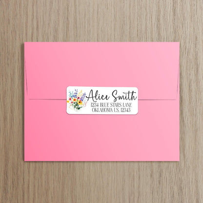 Custom Address Labels - Rainbow Flower Return Address Stickers | Water Resistant, Smudge Proof
