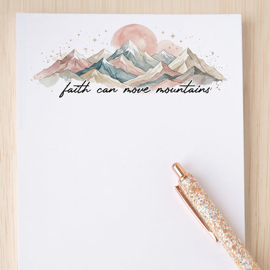 Personalized Notepads – Faith Can Move Mountains Motivational Notepad Gift
