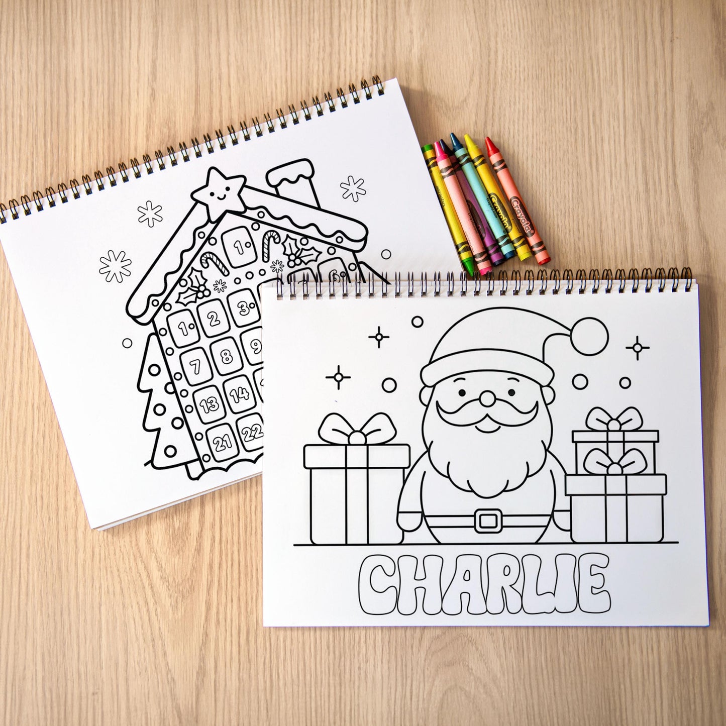 Personalized Christmas Coloring Book 50 Pages, Spiral 11x8.5 Gift
