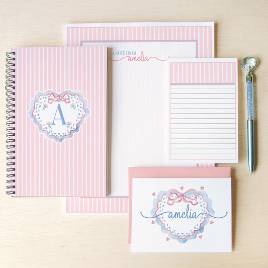 Personalized Stationery Set – Custom Girls Writing Set with Monogram Letter Paper & Envelopes