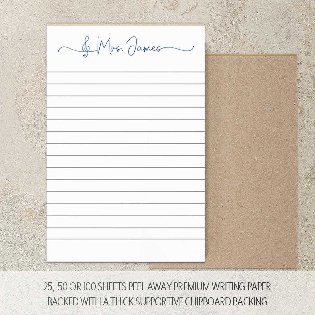 Personalized Music Notepad – Custom Piano Notepad With Music Notes | Teacher Appreciation Gift