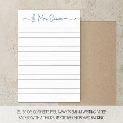 Personalized Music Notepad – Custom Piano Notepad With Music Notes | Teacher Appreciation Gift