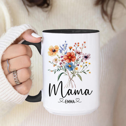 Personalized Mama Mug - Custom Name Wildflower Coffee Cup | Gift For Mom