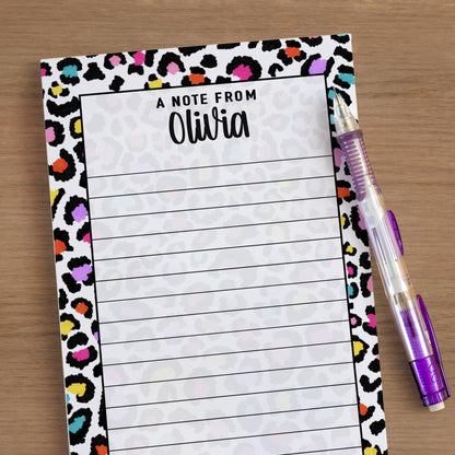 Personalized Notepad – Custom Cheetah Print Notepad With Rainbow Aesthetic Pad
