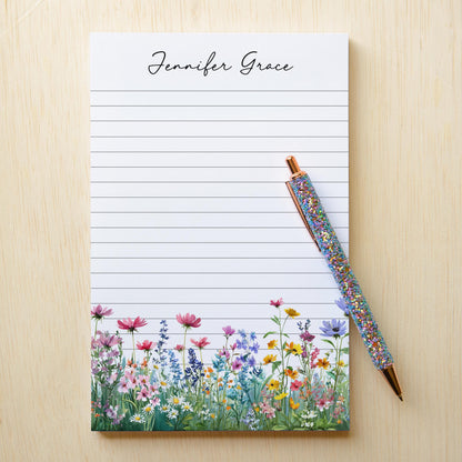 Personalized Flower Notepad – Custom Name Notepads with Floral Garden Design