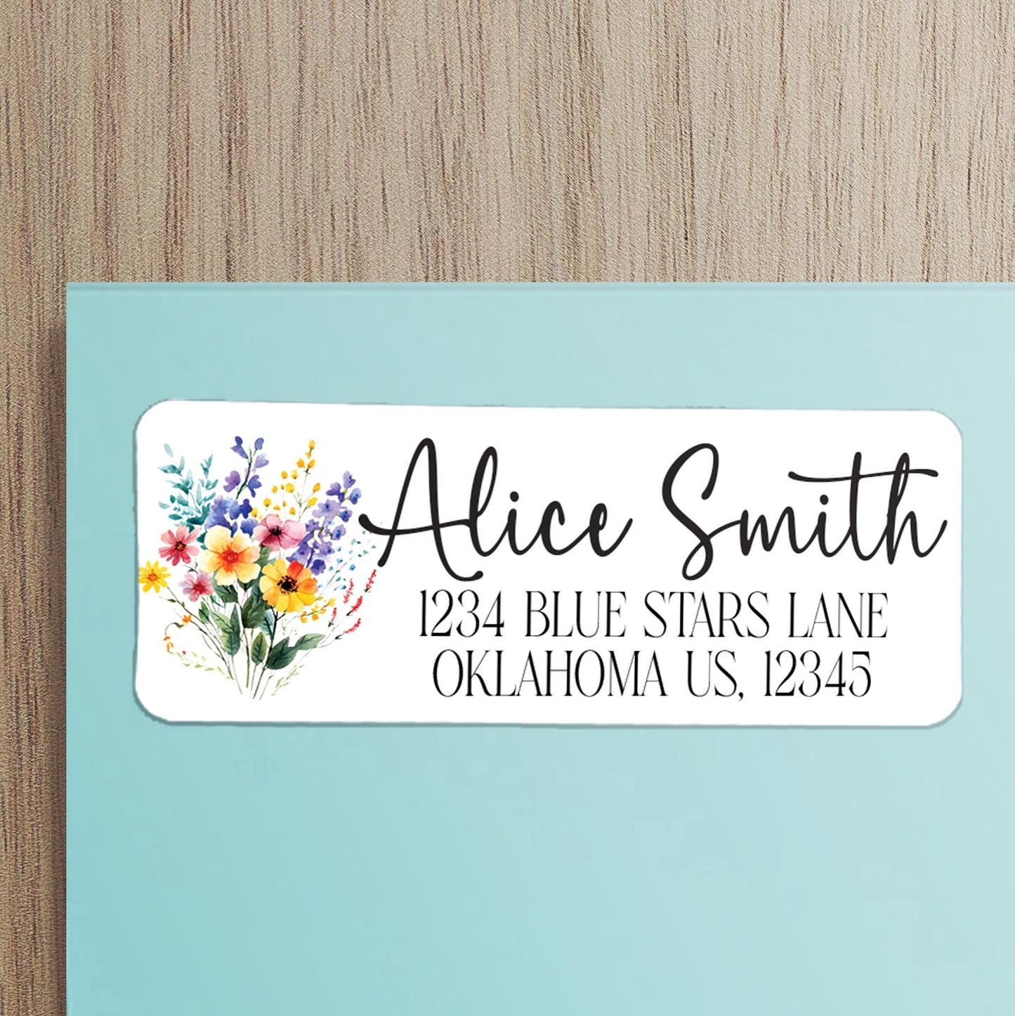 Custom Address Labels - Rainbow Flower Return Address Stickers | Water Resistant, Smudge Proof