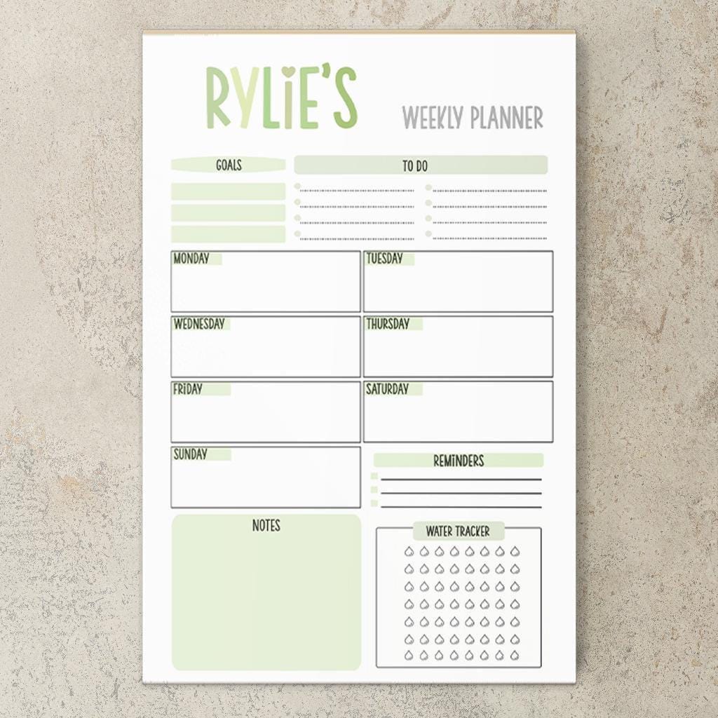 Weekly Planner Notepad - Custom Name, Days of the Week Pad | Teacher & Co-Worker Gift