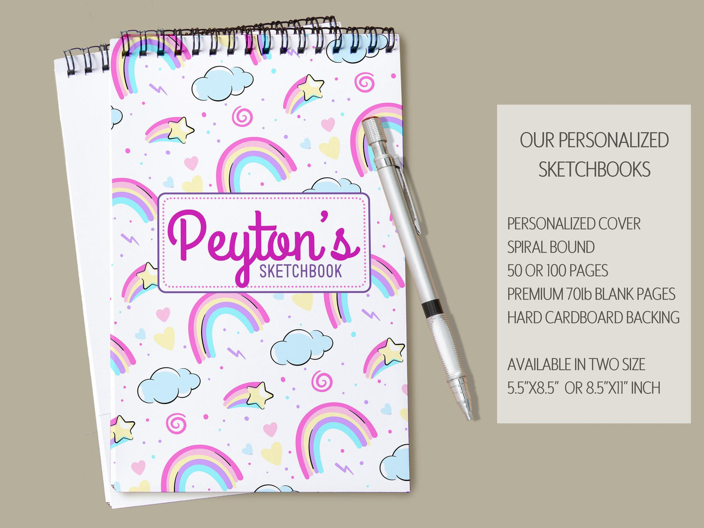 Personalized Kids Sketchbook - Custom Drawing Pad With Name | Spiral Bound Art Book