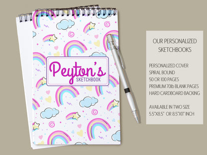 Personalized Kids Sketchbook - Custom Drawing Pad With Name | Spiral Bound Art Book