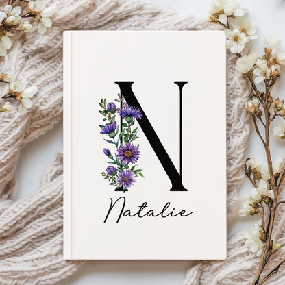Personalized Journal – Deluxe Hardcover Notebook With Floral Birth Flower Gift