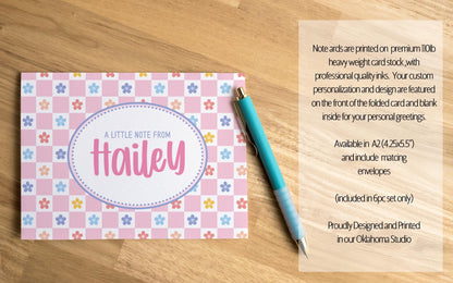 Personalized Stationery Set - Kids Letter Writing Kit with Groovy Flower Notebook & Colorful Pen