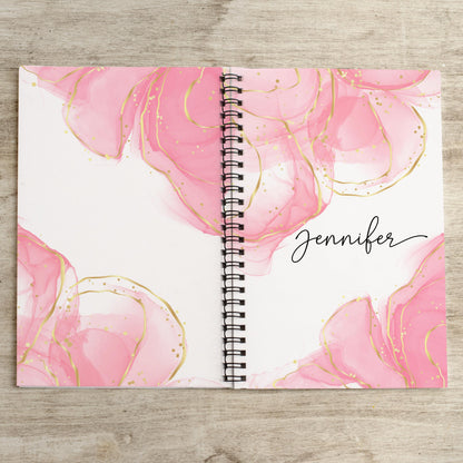 Personalized Pink Notebook - Custom Spiral Notebook with Pretty Sketchbook Girls Design