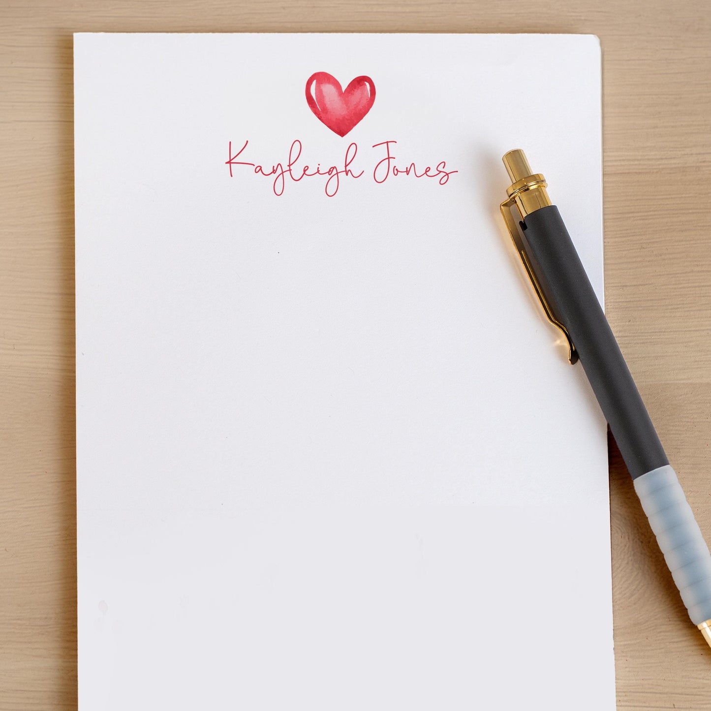 Personalized Notepad – Custom Monogram Notepad with Heart Script Stationery