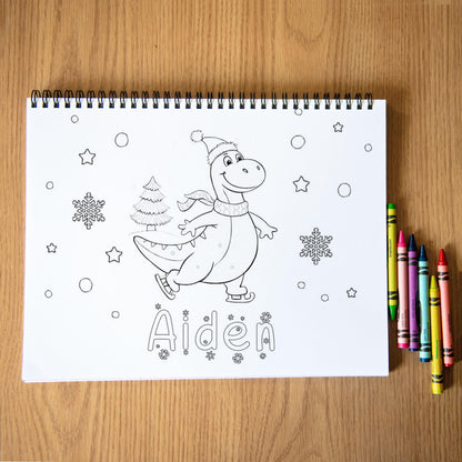 Personalized Christmas Coloring Book,Dinosaur Advent Calendar Fun