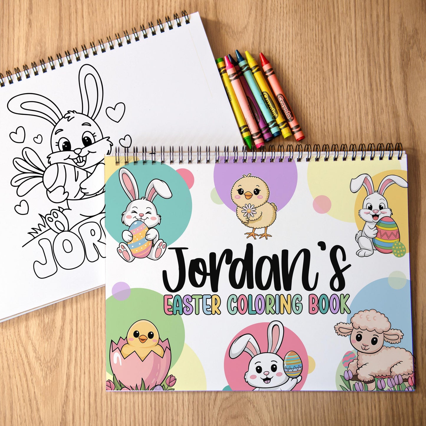 Personalized Easter Coloring Book - Custom Kids Art Activity With Bunny Pages