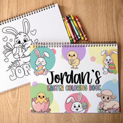Personalized Easter Coloring Book - Custom Kids Art Activity With Bunny Pages