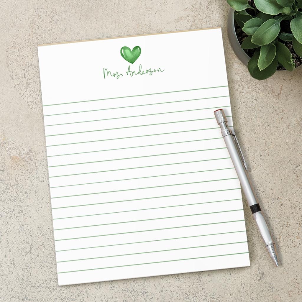 Personalized Notepad – Custom Monogram Notepad with Heart Script Stationery