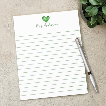 Personalized Notepad – Custom Monogram Notepad with Heart Script Stationery