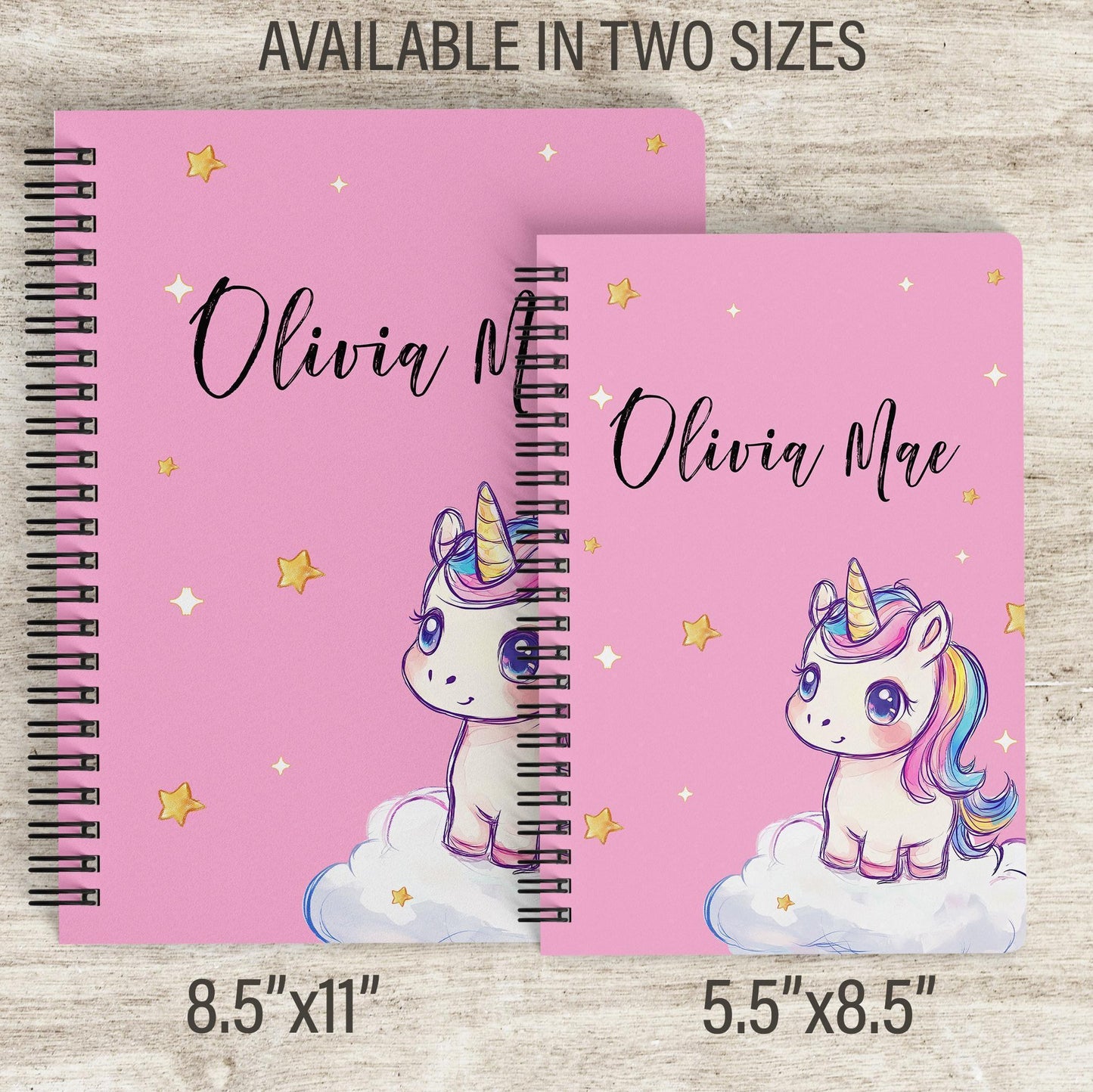 Custom Unicorn Notebook - Personalized Pink Kids Journal With Lined Pages