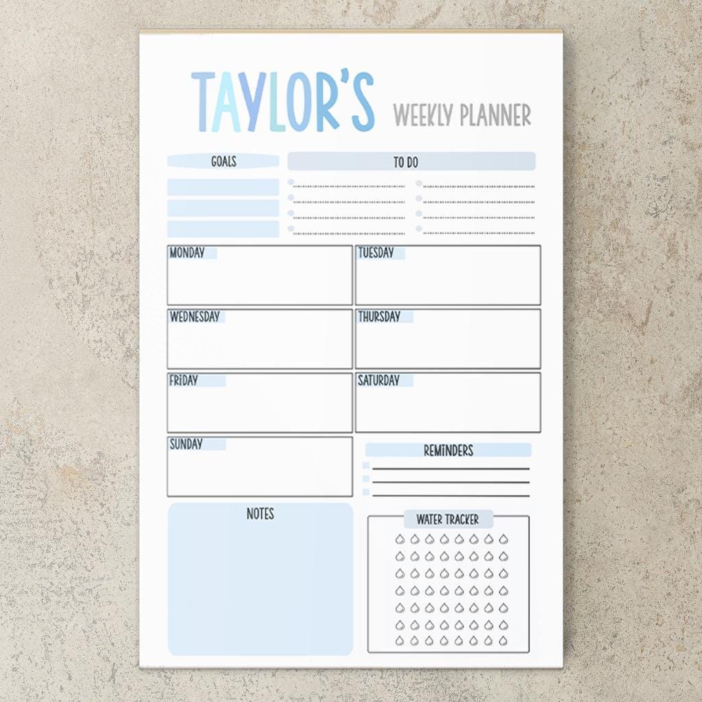 Personalized Weekly Planner - Custom Name Notepad | Calendar To Do List