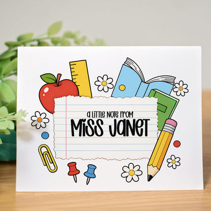 Personalized Teacher Notecards – Back to School Cards | Custom Teacher Cards, Thank You Notes