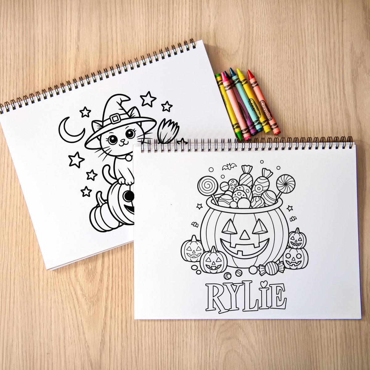 personalized halloween coloring book, Kid 11x8.5 Spiral 50pg Fun