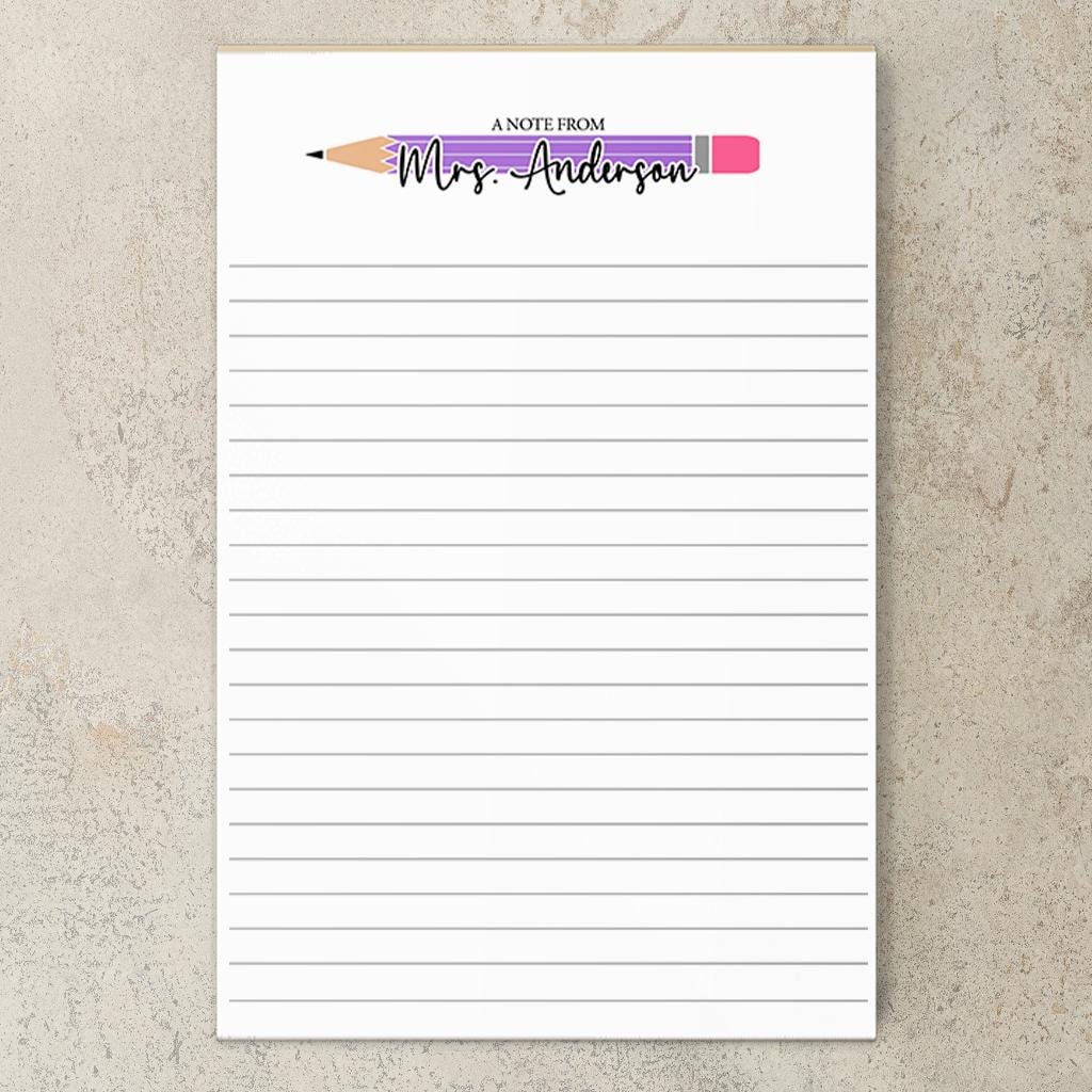 Personalized Teacher Notepad - Custom Name Stationery | Classroom Notepads Gift