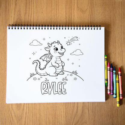 personalized dragon coloring book, Girls Custom 50Pg Spiral Gifts